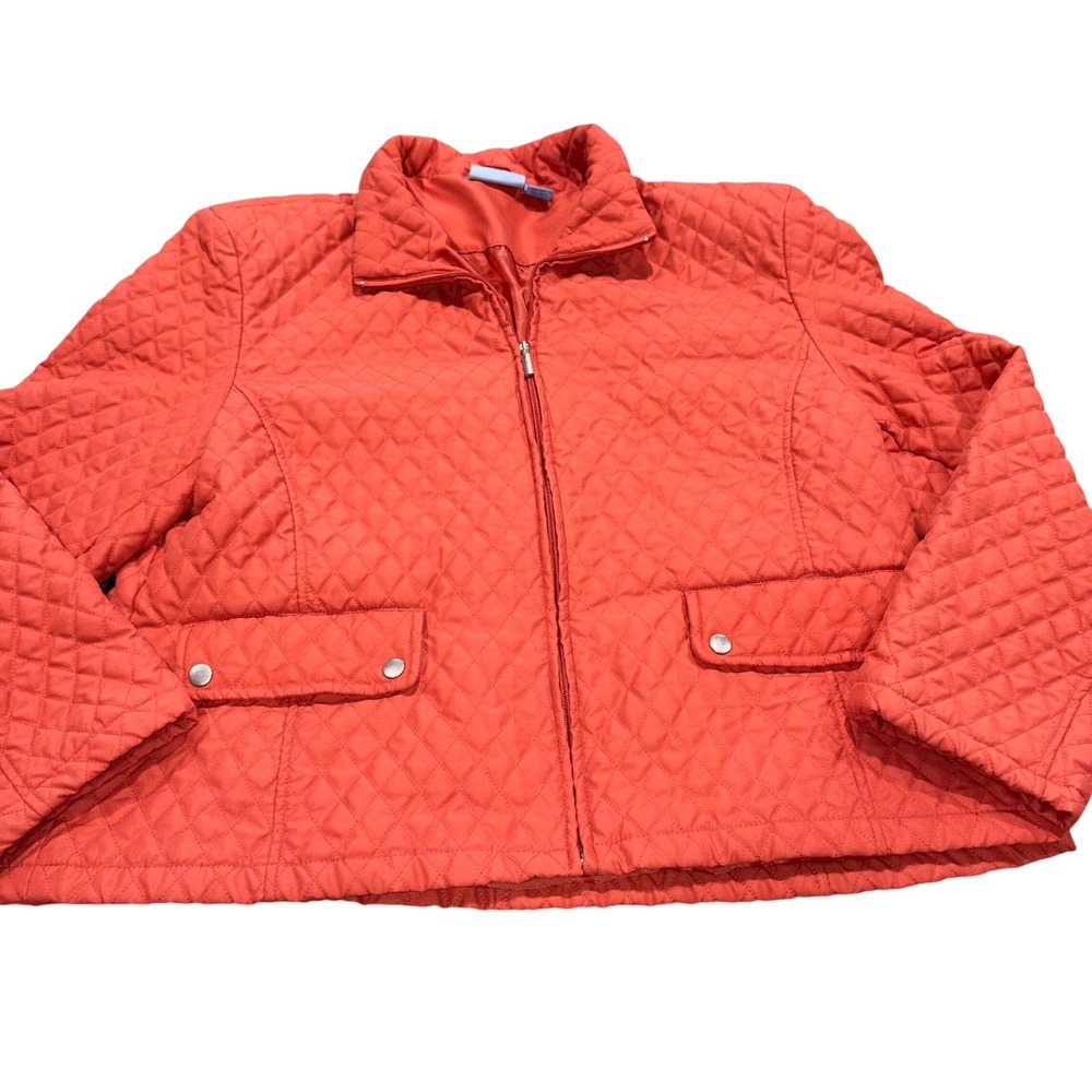Quilted Zip Up Barn Jane Ashley Jacket Women XL Orange